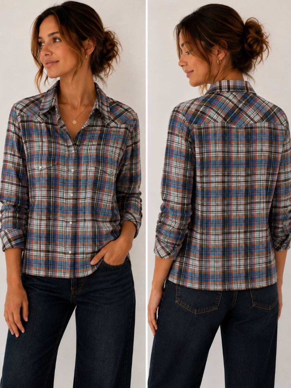 Element Shirt Womens Small Pearl Snap Plaid Button Up Collared Top Ladies